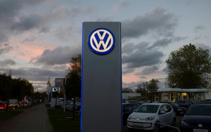 Logo of German carmaker Volkswagen is seen at a VW dealership in Hamburg