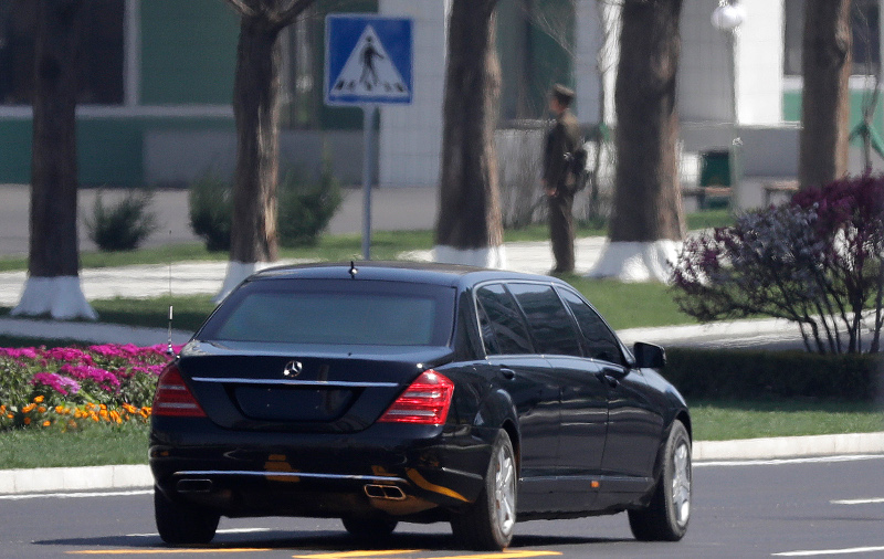 North Korean leader Kim Jong Un, leaves in his car after the opening ceremony of the Ryomyong residential area, a collection of more than a dozen apartment buildings, on Thursday, April 13, 2017, in Pyongyang, North Korea. (AP Photo/Wong Maye-E)