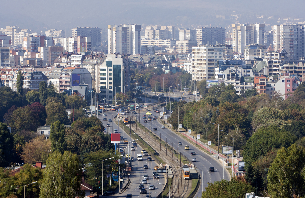 View over city of Sofia, the capital of Bulgaria.