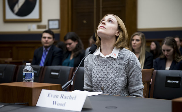 UNITED STATES - FEBRUARY 27: Actress Evan Rachel Wood testifies during the House Judiciary Committee hearing on Sexual Assault Survivors Rights on Tuesday, Feb. 27, 2018. (Photo By Bill Clark/CQ Roll Call)