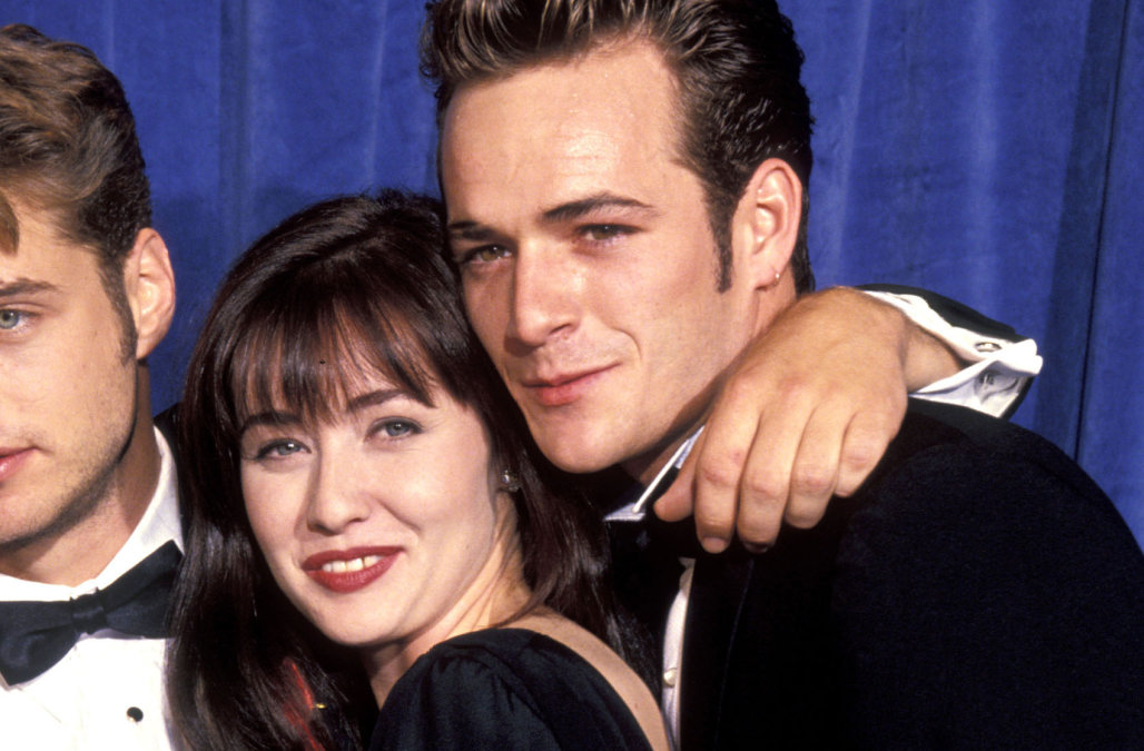 Jason Priestley, Shannen Doherty and Luke Perry (Photo by Ron Galella/WireImage)