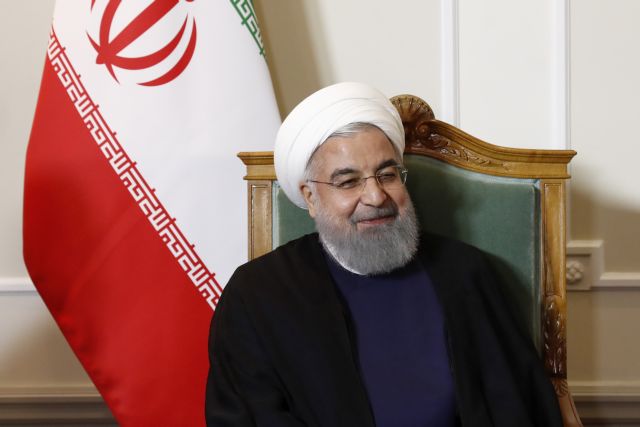 epa06859130 Iranian President Hassan Rouhani during a meeting with Swiss Federal President Alain Berset (unseen) in Bern, Switzerland, 02 July 2018, during Rohani's official visit to Switzerland.  EPA/PETER KLAUNZER / POOL