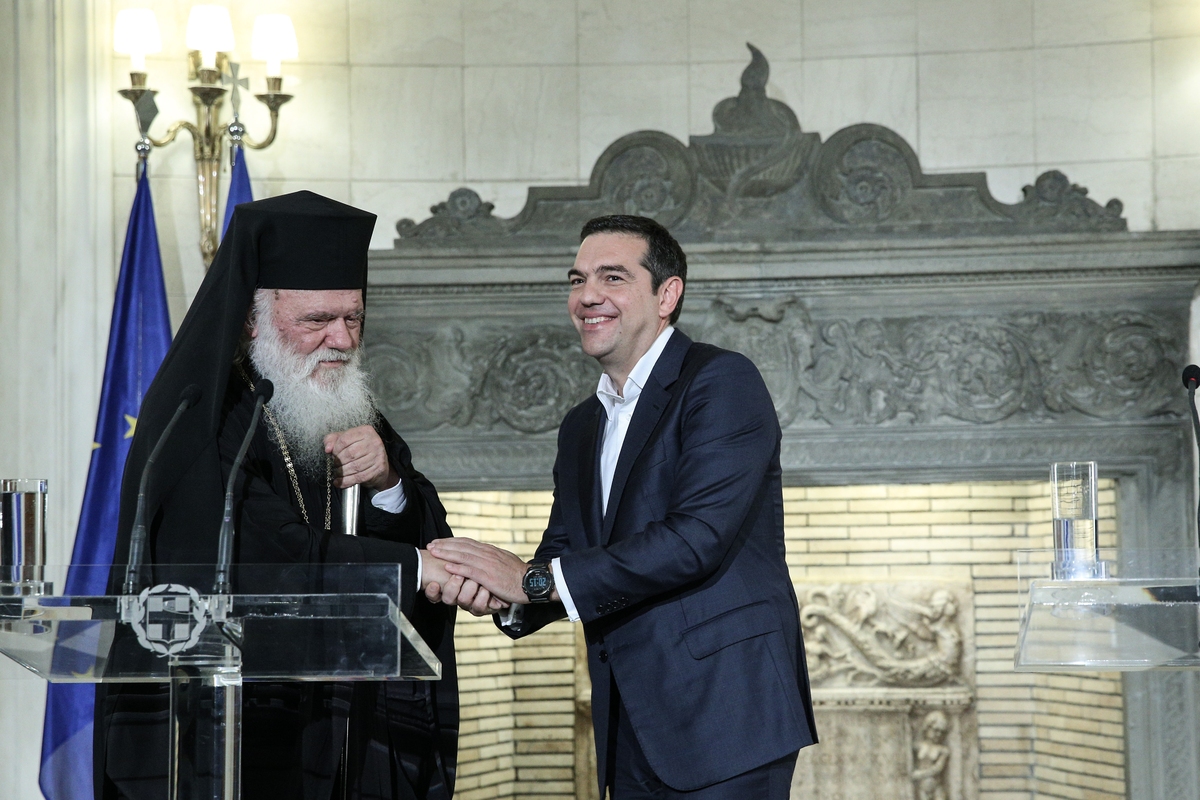 Meeting between Greek PM Alexis Tsipras and Archbishop Ieronymos II of Athens, at Maximos Mansion, on Nov. 6, 2018 / Συνάντηση του Αλέξη Τσίπρα με τον Αρχιεπίσκοπο Ιερώνυμο, στο Μέγαρο Μαξίμου, στις 6 Νοεμβρίου, 2018