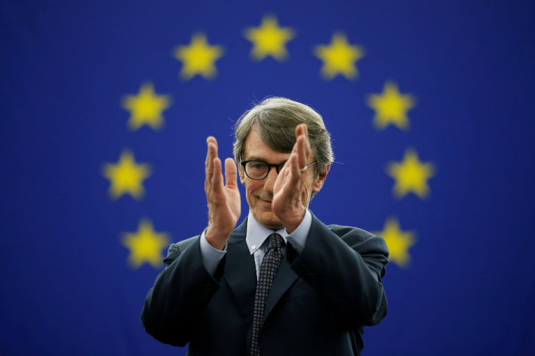 Italian MEP David-Maria Sassoli (S&D Group) reacts after being elected new president of the European Parliament during the first plenary session of the newly elected European Assembly in Strasbourg, France, July 3, 2019. REUTERS/Vincent Kessler