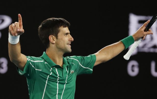 Tennis - Australian Open - Men's Singles Final - Melbourne Park, Melbourne, Australia - February 2, 2020 Serbia's Novak Djokovic celebrates winning his match against Austria's Dominic Thiem REUTERS/Issei Kato