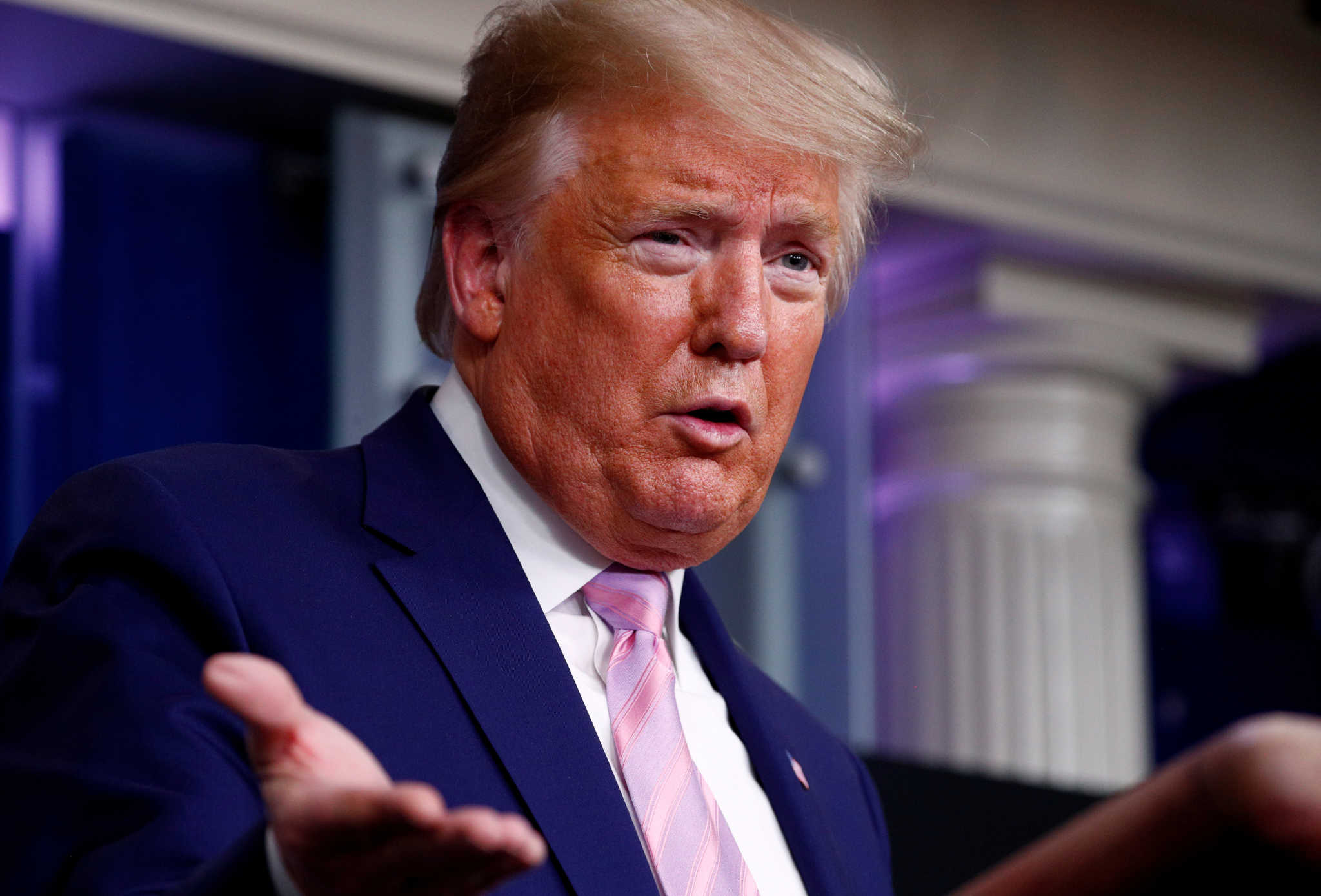 U.S. President Donald Trump addresses the daily coronavirus response briefing at the White House in Washington, U.S., April 1, 2020. REUTERS/Tom Brenner