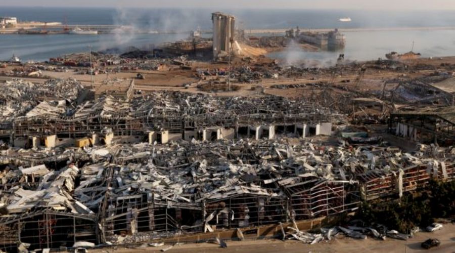 A general view shows the damage at the site of Tuesday's blast in Beirut's port area, Lebanon August 5, 2020. REUTERS/Mohamed Azakir