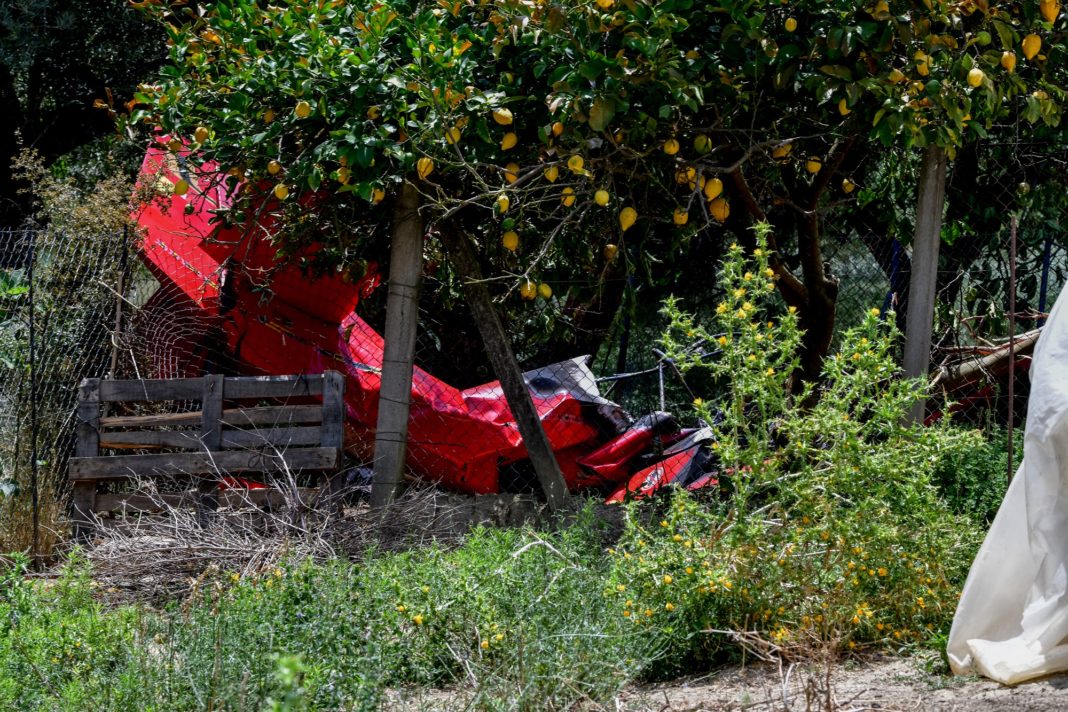 ΗΛΕΙΑ - Πτώση εκπαιδευτικού μονοκινητήριου αεροσκάφους  στα Χαριά του Πύργου. Δευτέρα 21 Ιουνίου 2021 (EUROKINISSI / ILIALIVE.GR ΓΙΑΝΝΗΣ ΣΠΥΡΟΥΝΗΣ)