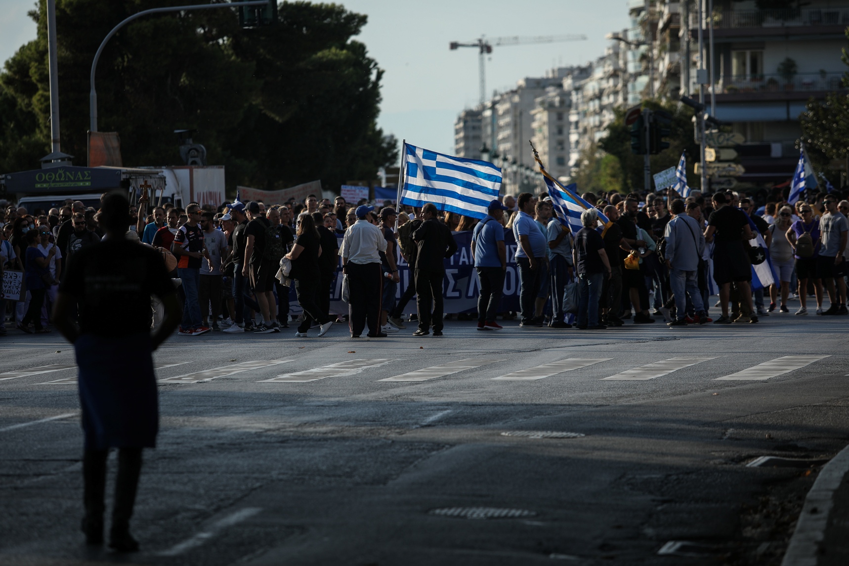 Διαμαρτυρία κατά του υποχρεωτικού εμβολιασμού στο περιθώριο της 85ης Διεθνούς Έκθεσης Θεσσαλονίκης, Σάββατο 11 Σεπτεμβρίου 2021.
(EUROKINISSI/ΣΩΤΗΡΗΣ ΔΗΜΗΤΡΟΠΟΥΛΟΣ)