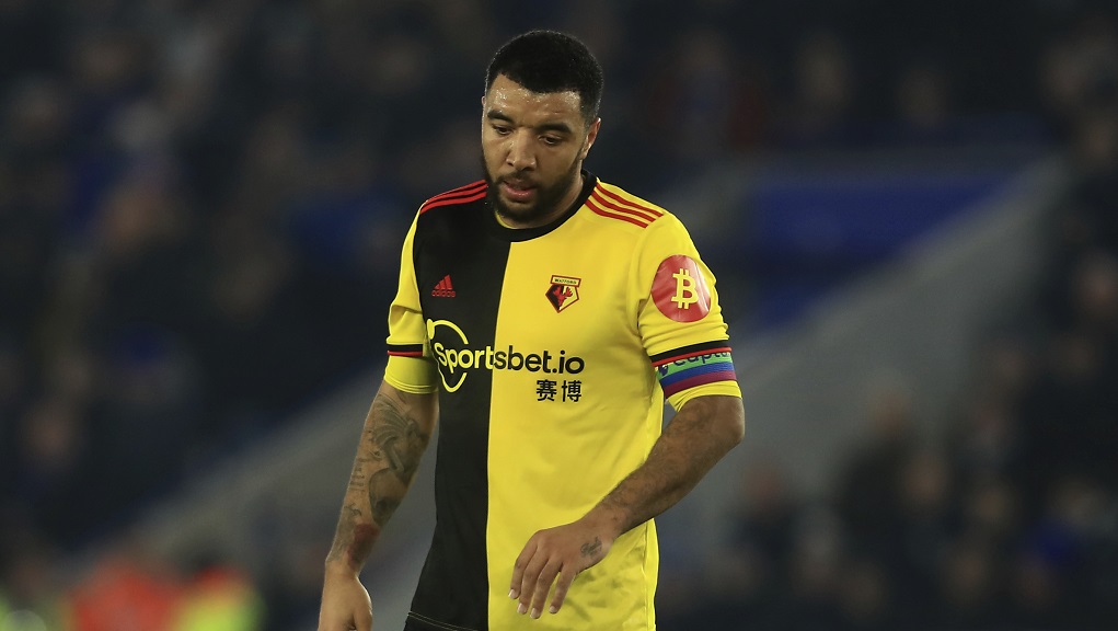 Watford's Troy Deeney dejected during the English Premier League soccer match between Leicester City and Watford at the King Power Stadium, in Leicester, England, Wednesday, Dec. 4, 2019. (AP Photo/Leila Coker)