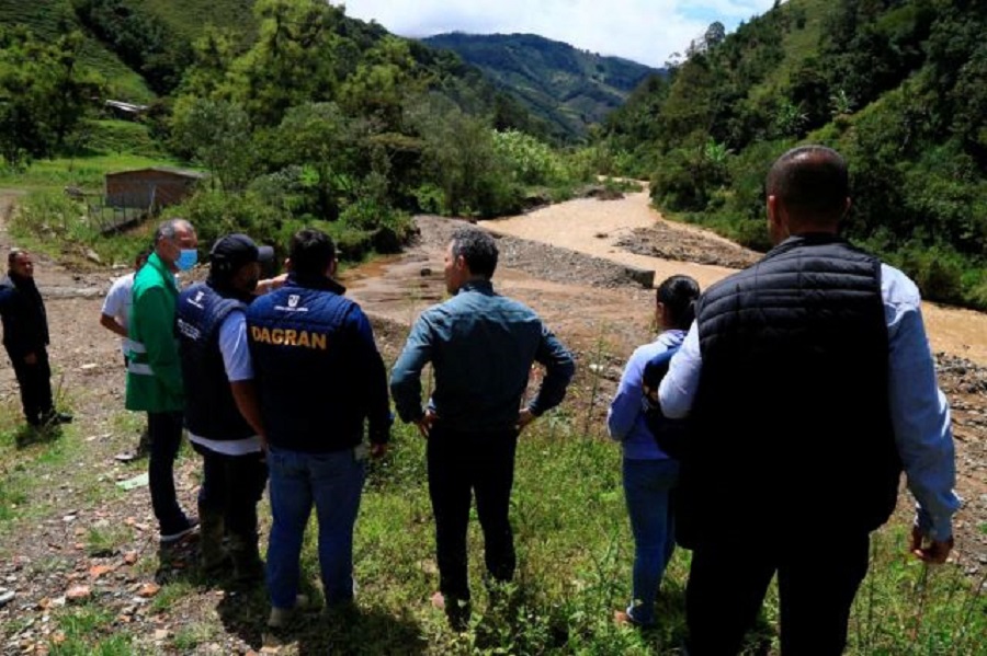 The Governor of Antioquia Anibal Gaviria arrives in the area affected by a flash flood that flooded a gold mine and left at least 10 dead, in Abriaqui, Colombia April 7, 2022. Courtesy of Goverment of Antioquia/Handout via REUTERS ATTENTION EDITORS - THIS IMAGE WAS PROVIDED BY A THIRD PARTY. MANDATORY CREDIT