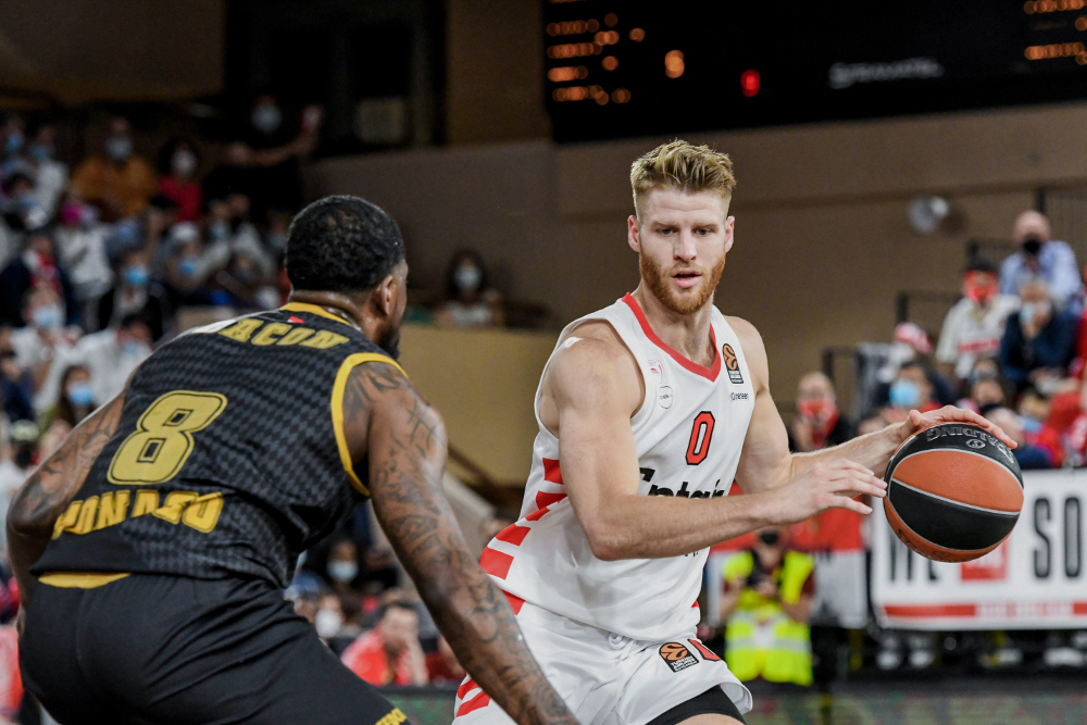 Thomas WALKUP of Olympiakos during the Euroleague quarter-final match between Monaco and Olympiakos on April 29, 2022 in Monaco, Monaco. (Photo by Pascal Della Zuana/Icon Sport)