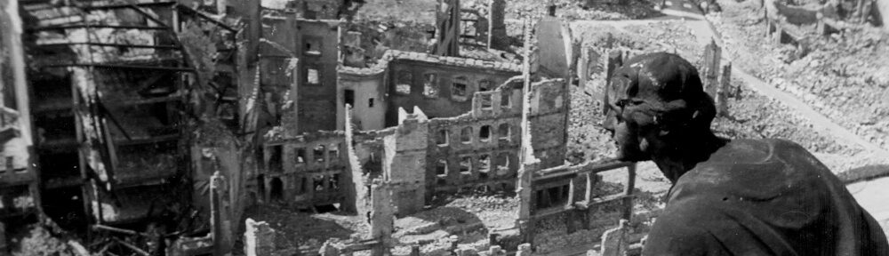 A general view shows debris at the Prague street (Prager Strasse) pictured from the tower of the townhall in this undated handout photo from 1945 in Dresden.
 Seventy years have passed since Allied bombing raids killed 25,000 people and laid to waste its Baroque churches and palaces but resentment still lingers in Dresden, providing fertile soil for far-right and anti-Muslim groups. To match GERMANY-DRESDEN/ REUTERS/MHM/Willy Rossner/Handout via Reuters (GERMANY - Tags: ANNIVERSARY CONFLICT CITYSCAPE POLITICS)  ATTENTION EDITORS -  FOR EDITORIAL USE ONLY. NOT FOR SALE FOR MARKETING OR ADVERTISING CAMPAIGNS. THIS IMAGE HAS BEEN SUPPLIED BY A THIRD PARTY. REUTERS IS UNABLE TO INDEPENDENTLY VERIFY THE AUTHENTICITY, CONTENT, LOCATION OR DATE OF THIS IMAGE. IT IS DISTRIBUTED, EXACTLY AS RECEIVED BY REUTERS, AS A SERVICE TO CLIENTS. NO SALES. NO ARCHIVES. NO COMMERCIAL USE