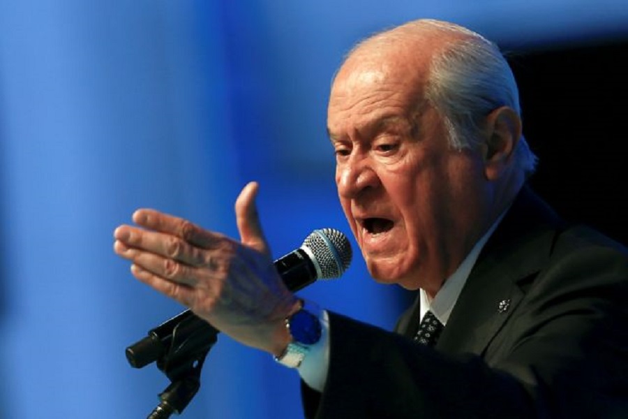 MHP leader Bahceli speaks during a party congress in Ankara