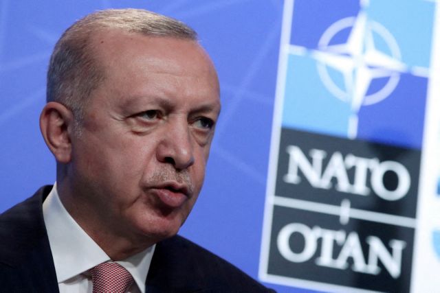 FILE PHOTO: Turkey's President Tayyip Erdogan holds a news conference during the NATO summit at the Alliance's headquarters in Brussels, Belgium June 14, 2021. REUTERS/Yves Herman/Pool/File Photo/File Photo