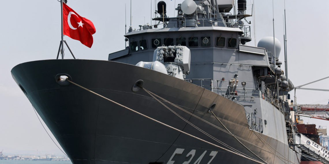 A Turkish naval frigate is seen berthed at the Haifa Port, in Haifa, Israel September 4, 2022. REUTERS/Amir Cohen