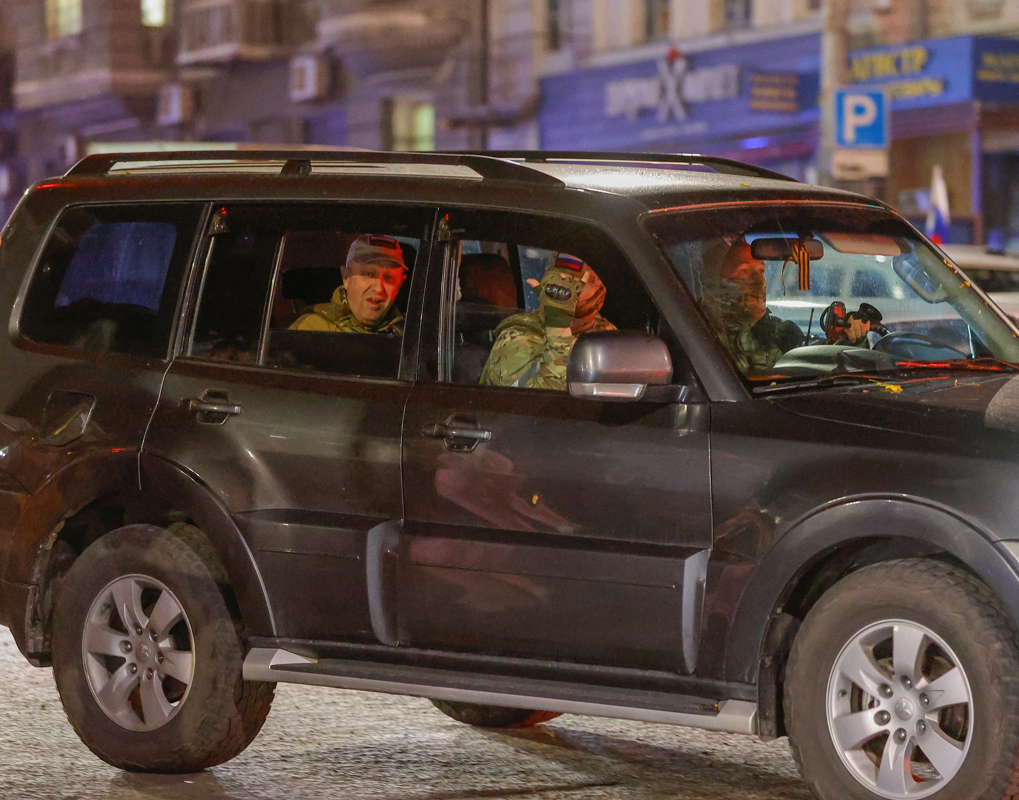 Wagner mercenary chief Yevgeny Prigozhin leaves the headquarters of the Southern Military District amid the group's pullout from the city of Rostov-on-Don, Russia, June 24, 2023. REUTERS/Alexander Ermochenko