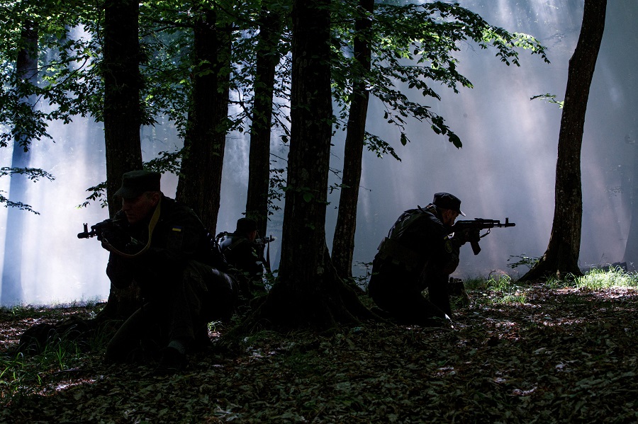 Soldiers of the National Guard of Ukraine attend a training in tactical medicine