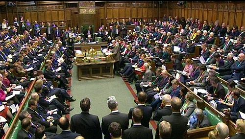 epa05042392 A tv grab shows Labour leader Jeremy Corbyn responding after Prime Minister David Cameron made a statement to MPs in the House of Commons where he set out his case for the extension of RAF airstrikes from Iraq into Syria, in London, Britain, 26 November 2015.  EPA/PA Wire UK AND IRELAND OUT