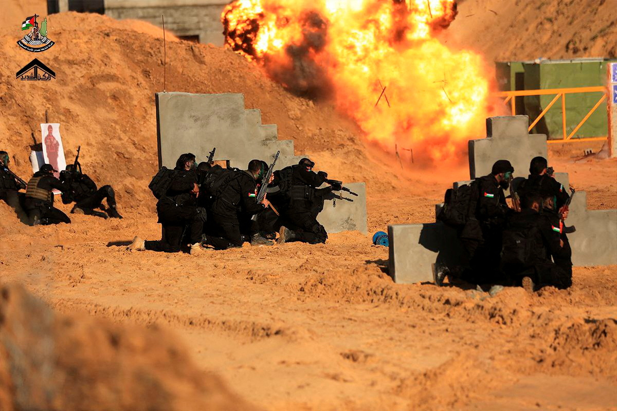 Joint Room for Palestinian Resistance Factions, a group which includes the Palestinian Islamist group Hamas, released photographs on December 28, 2022, showing what it says was training for a "raid behind enemy lines" at an unknown location, in this picture obtained from social media. Joint Room for Palestinian Resistance Factions via Telegram/via REUTERS ATTENTION EDITORS - THIS IMAGE HAS BEEN SUPPLIED BY A THIRD PARTY. MANDATORY CREDIT. NO RESALES. NO ARCHIVES.