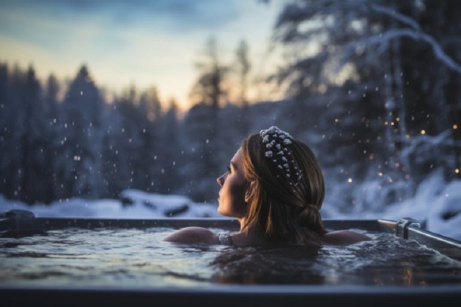 Pool-woman-in-snow