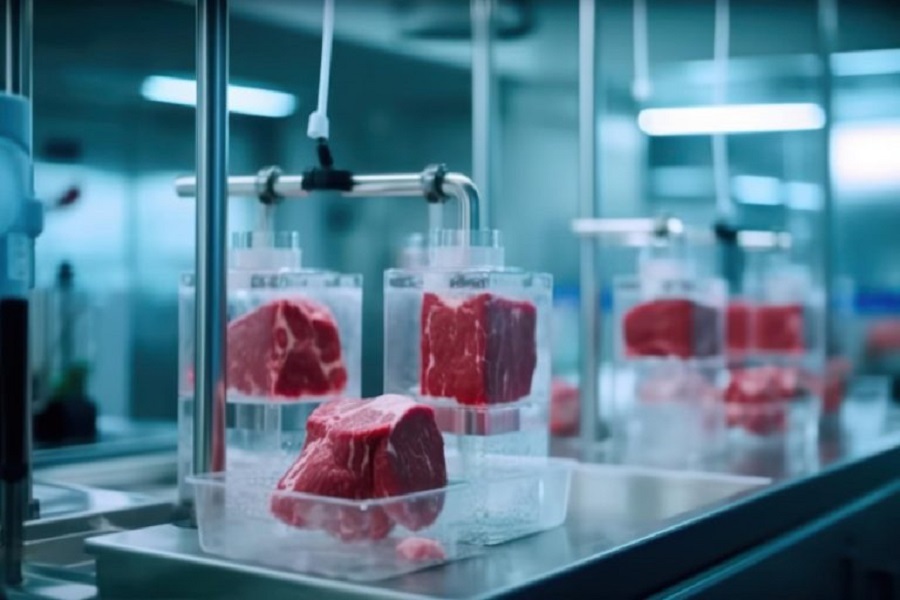 red-labgrown-vegan-meat-lying-transparent-containers-modern-laboratory-