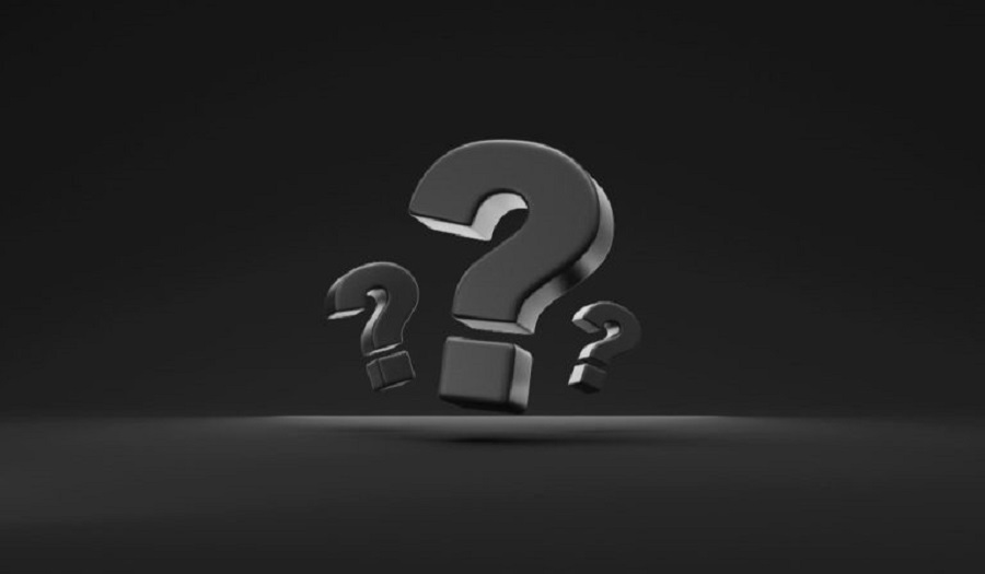 group-black-question-marks-black-studio-background-