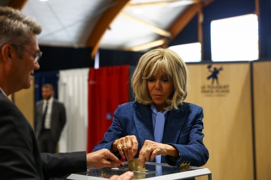 French-First-Lady-Brigitte-Macron-votes