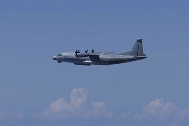 This photo provided by Japan's Ministry of Defense shows a Chinese Y-9 reconnaissance plane Monday, Aug. 26, 2024. The Chinese Y-9 reconnaissance plane came from China, and violated the Japanese airspace above the Danjo Island off the southwestern coast of Japan's southern main island of Kyushu on Monday for two minutes while circling around the area, the Joint Staff said.(Japan's Ministry of Defense via AP)