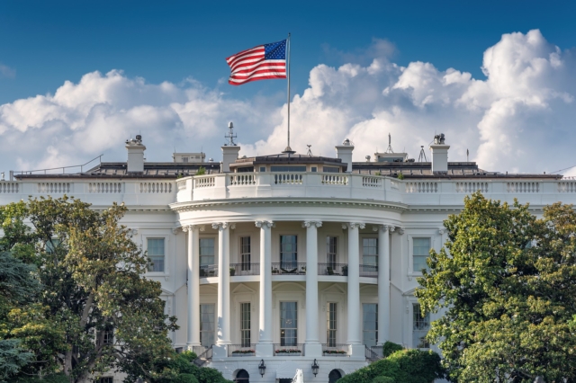 The White House in Washington DC at summer day. The White House is home of the President of the United States of America, Washington DC, USA.