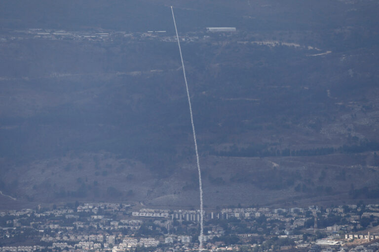 A rocket from Israel's Iron Dome air defence system is fired to intercept rockets fired from southern Lebanon over the Upper Galilee region in northern Israel on September 22, 2024. The United Nations special coordinator for Lebanon warned on September 22, of an "imminent catastrophe" in the Middle East amid spiking violence between Israel and Lebanon's Hezbollah, saying a military solution was not the answer. (Photo by Jalaa MAREY / AFP)