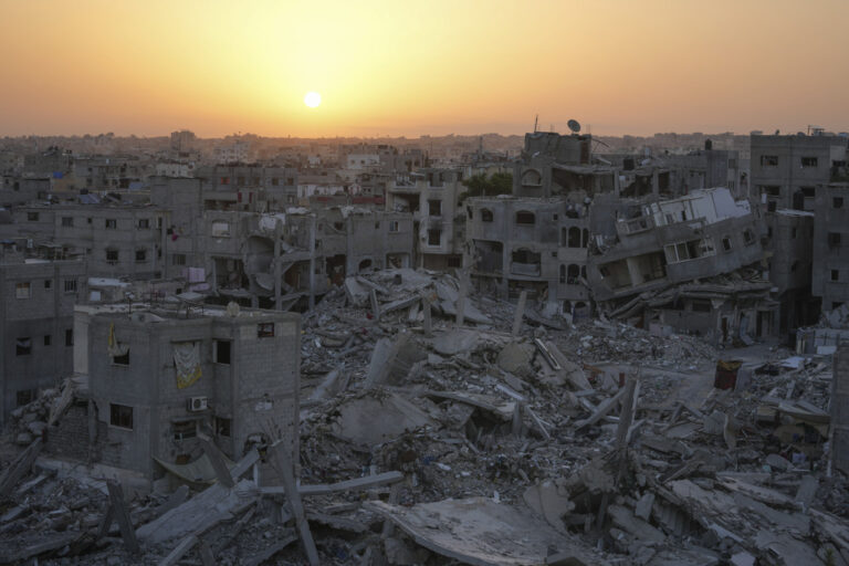 FILE - Destruction left by the Israeli air and ground offensive is seen in Khan Younis, Gaza Strip, on Sept. 13, 2024. (AP Photo/Abdel Kareem Hana, File)