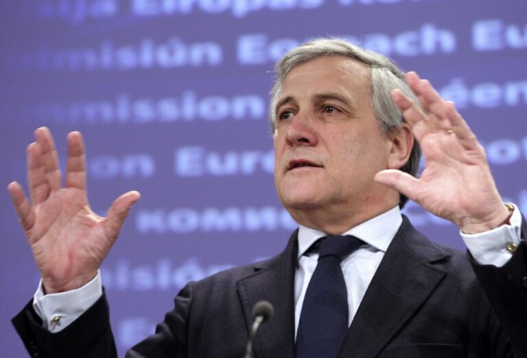 European Commissioner for Industry and Entrepreneurship Antonio Tajani addresses the media on the access to finance for small and medium-sized enterprises and for social businesses, at the European Commission headquarters in Brussels, Wednesday, Dec. 7, 2011. (AP Photo/Yves Logghe)