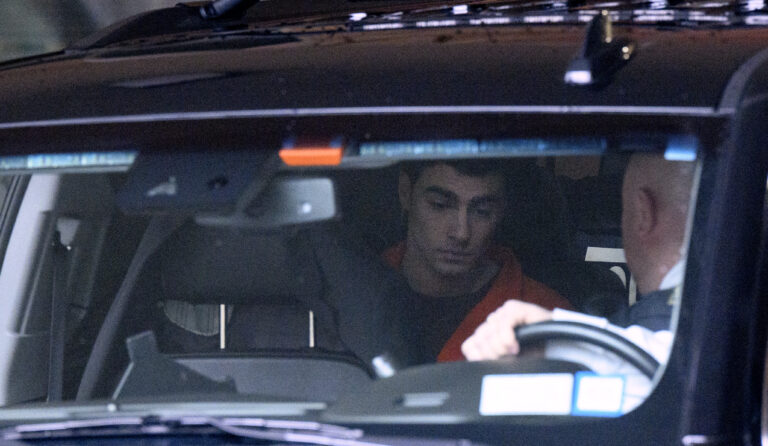 HOLLIDAYSBURG, PENNSYLVANIA - DECEMBER 19: Luigi Mangione, suspect in the killing of UnitedHealthcare CEO Brian Thompson, departs after a hearing at Blair County Courthouse on December 19, 2024 in Hollidaysburg, Pennsylvania. Mangione appeared in Pennsylvania court on forgery and firearms charges on Thursday where he waived extradition to New York after being indicted on 11 charges including first-degree murder in furtherance of terrorism.  Jeff Swensen/Getty Images/AFP (Photo by JEFF SWENSEN / GETTY IMAGES NORTH AMERICA / Getty Images via AFP)