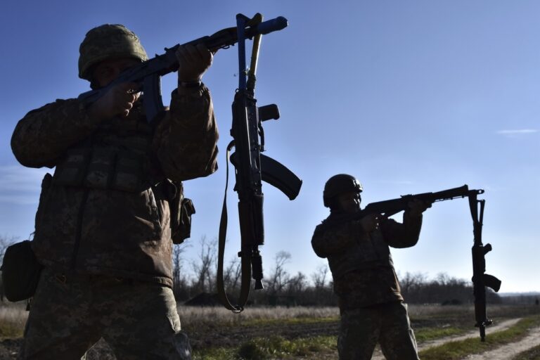 In this photo provided by the Ukraine's 65th Mechanised Brigade press service on Nov. 19, 2024, Ukrainian soldiers attend a training at a polygon in Zaporizhzhia region, Ukraine. (Andriy Andriyenko/Ukraine's 65th Mechanised Brigade via AP)