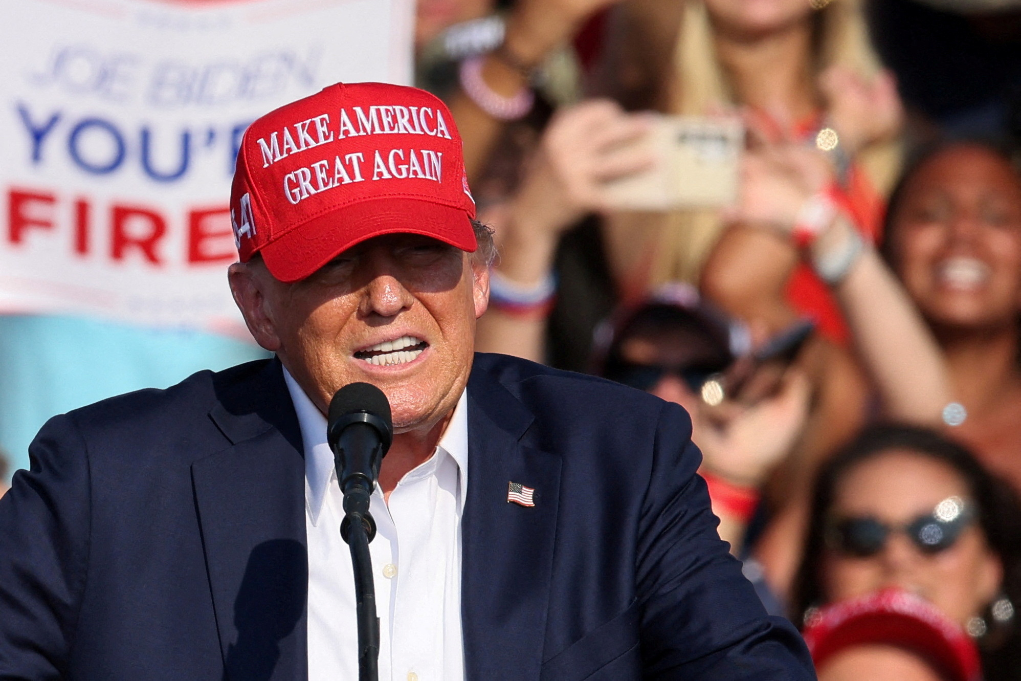 FILE PHOTO: Republican presidential candidate and former U.S. President Donald Trump speaks during a campaign rally at the Butler Farm Show in Butler, Pennsylvania, U.S., July 13, 2024. REUTERS/Brendan McDermid/File Photo