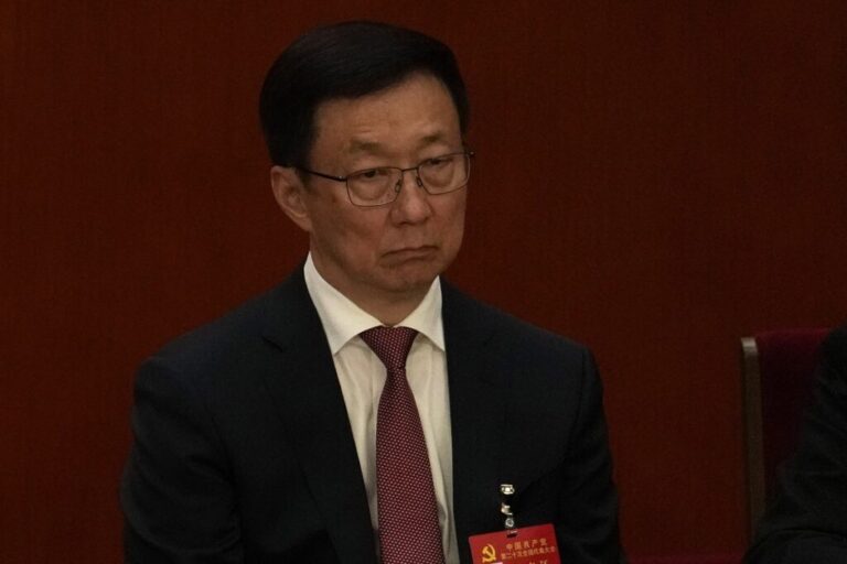 Han Zheng attends the closing ceremony of the 20th National Congress of China's ruling Communist Party at the Great Hall of the People in Beijing, Saturday, Oct. 22, 2022. Chinese Han is among four of the seven members of the nation's all-powerful Politburo Standing Committee who will not be reappointed in a leadership shuffle Sunday. (AP Photo/Ng Han Guan)