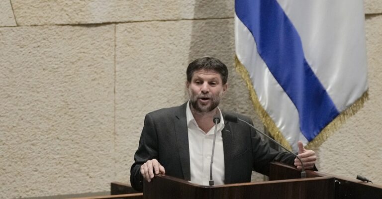 FILE - Bezalel Smotrich, Israeli Minister of Finance, addresses the parliament in Jerusalem, March 27, 2023. Israel's finance minister has slammed a decision by the financial ratings agency Moody’s to downgrade Israel’s credit rating. Bezalel Smotrich says the decision “did not include serious economic claims.” In its announcement Friday, Feb. 9, 2024, Moody's warned that the ongoing war in Gaza and a possible war in the north with Hezbollah could adversely affect Israel’s economy. (AP Photo/Maya Alerruzzo, file)