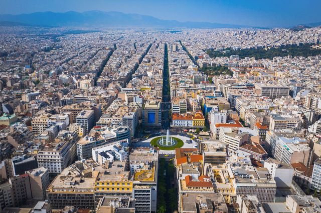 Aerial,View,Of,Famous,Round,Square,Of,Omonia,,Attica,,Greece