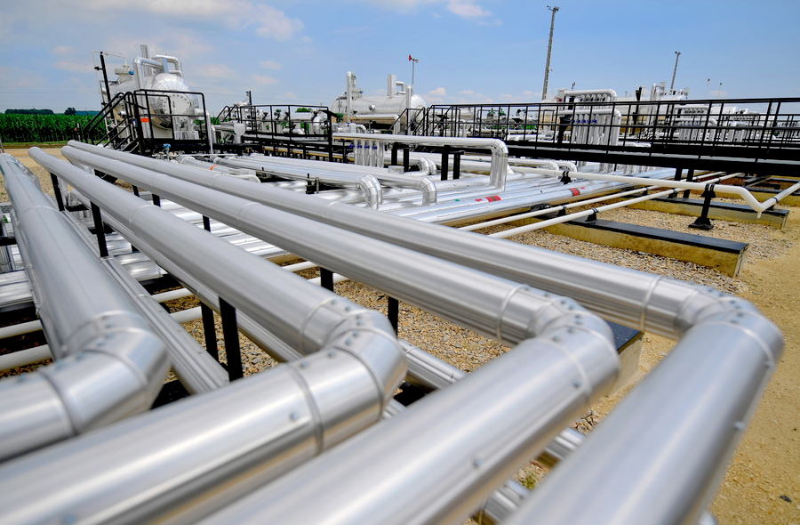 epa07660232 A new natural gas processing plant of O&GD Central Ltd. is pictured near Konyar, Hungary, 20 June 2019, on its day of inauguration. The Dutch-owned company has invested 6 billion forints (some 19 million euros) to build the most modern gas plant in Eastern Hungary. The plant currently has a daily capacity of 480 thousand cubic meters, which may be doubled over time.  EPA/Zsolt Czegledi HUNGARY OUT