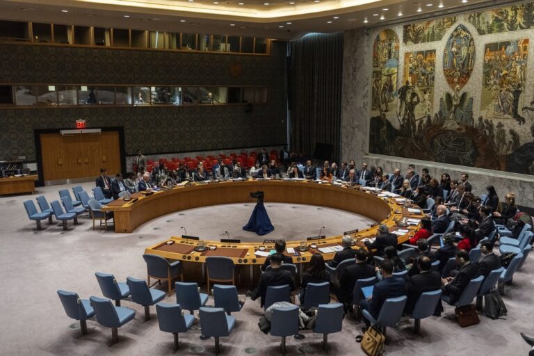 A United Nations Security Council meeting, Tuesday, Feb. 18, 2025, at UN headquarters. (AP Photo/Julia Demaree Nikhinson)